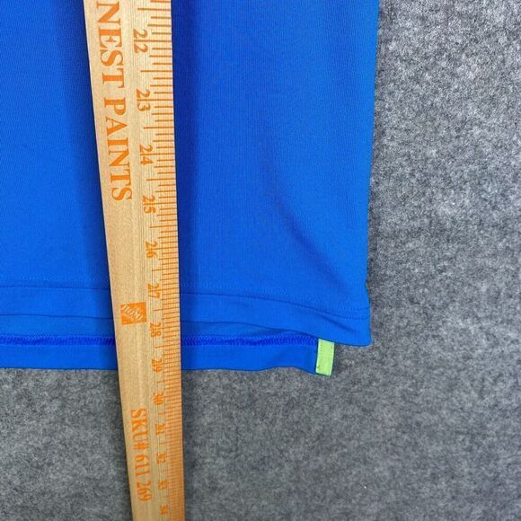 Under Armour Heatgear Blue Stretch Polo Shirt Size Large Loose Fit Performance - Picture 5 of 10